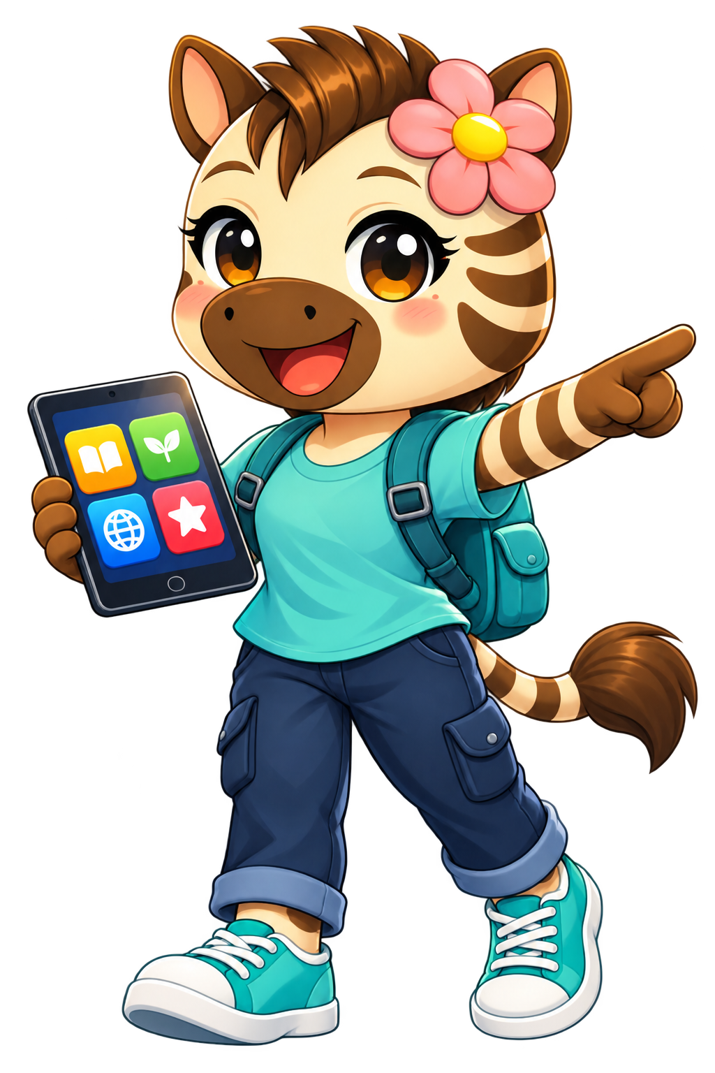 Zisa met haar tablet